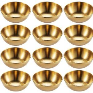 Set of 20 - Stainless Steel Sauce Dishes, Gold Mini Saucers Bowl Round Seasoning